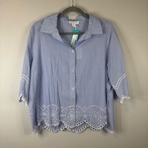 Beach Lunch Lounge Chloe Embroidery Blouse Light Blue Size Large